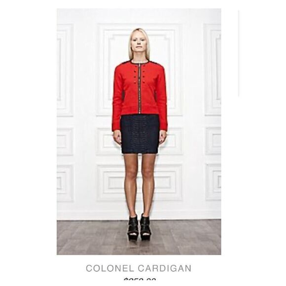 Leifsdottir Anthropologie colonel cardigan Red 100% wool sweater jacket small - Picture 2 of 12